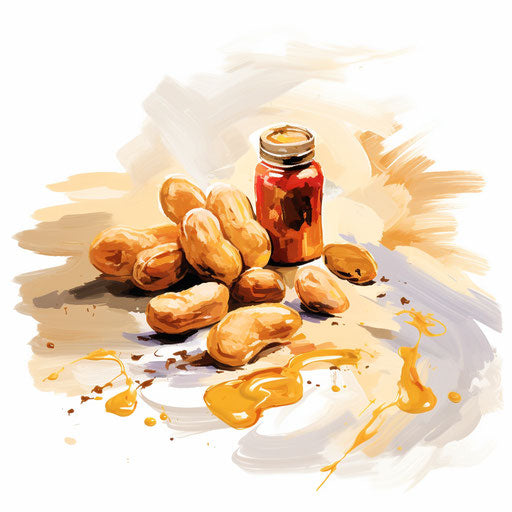 Peanut clipart in the style of Impressionistic Art, on a white background