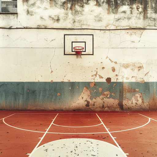 Realistic basketball court clipart on flat white background