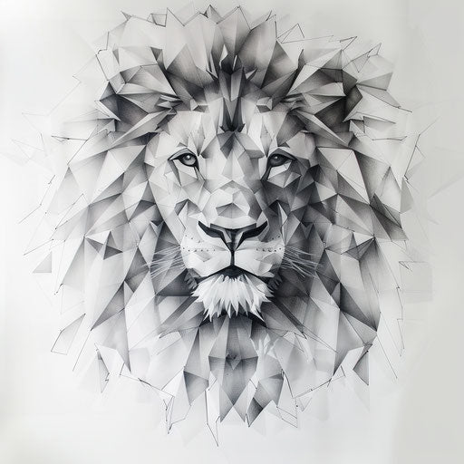 Elegant geometric lion face composed of polygons