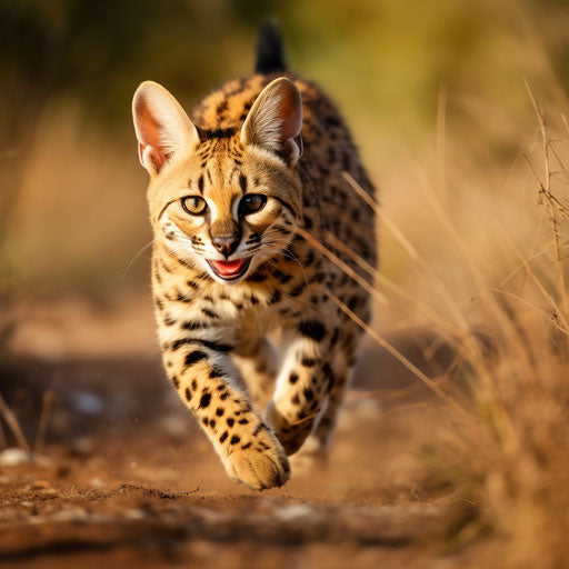 A serval cat on the run