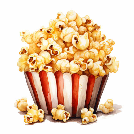 Popcorn oil painting, white background