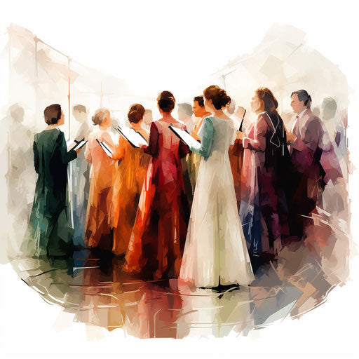 Choir illustration in the style of Impressionistic Art, on a white background