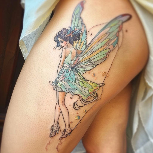 Pastel fairy wings tattoo on white canvas