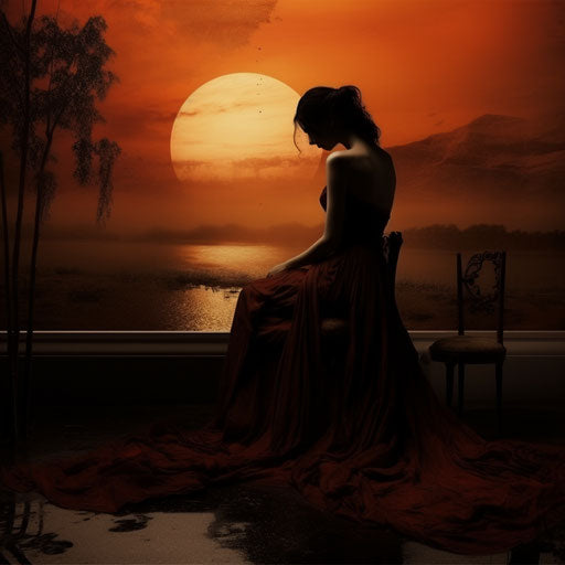 Aspiration for Wealth: Pensive Poses in Dark Orange and Maroon