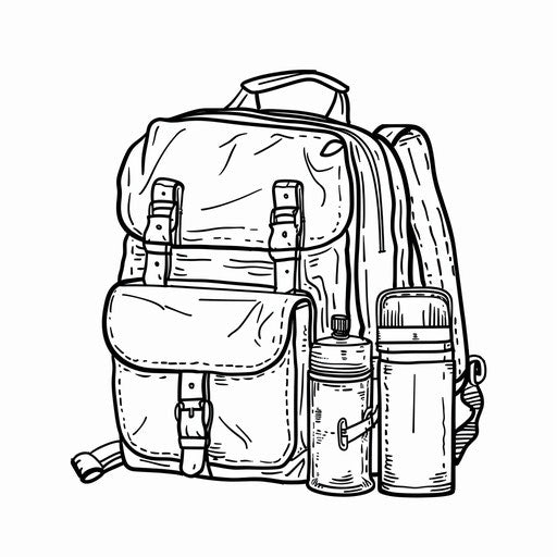 Backpack with lunchbox and thermos