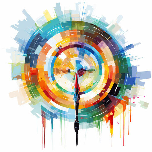 Target clipart in the style of Impressionistic Art, on white background