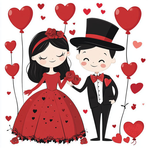 Valentine's Day couple cartoon illustration