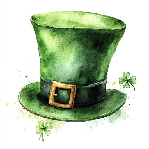 Watercolor St. Patrick's Day hat on white background