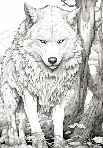 Wolf in the woods coloring pages free digital