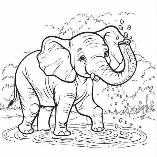 Friendly elephant spraying water