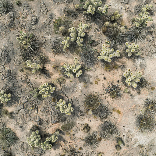 Desert landscape with aerial cacti patterns