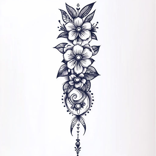 Tribal influenced lower leg tattoo sketch in clipart style