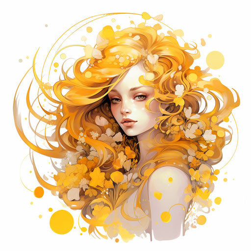 Yellow clipart in the style of Pastel Colors Art, on white background