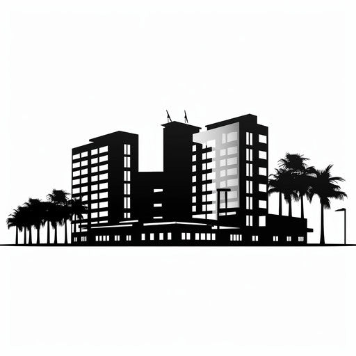 Building silhouette in Minimalist style on white background