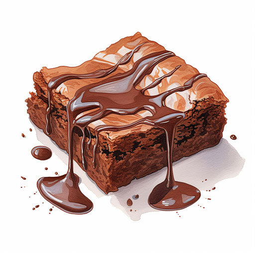 Brownie illustration in the style of Impressionistic Art, on white background