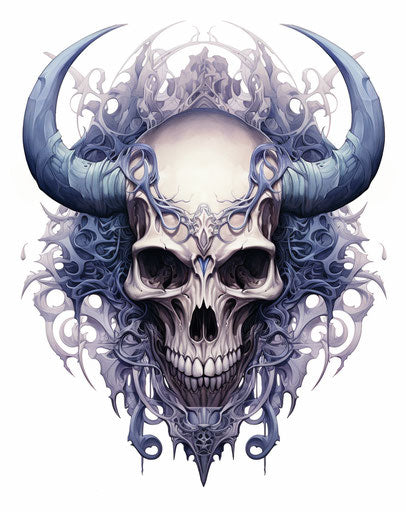 Drawn skull with horns