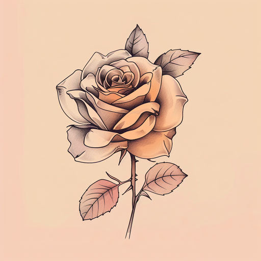 Flat sketch of a gypsy rose with minimalist design and soft gradient hues