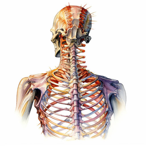 Spine clipart in the style of Oil painting, on a white background