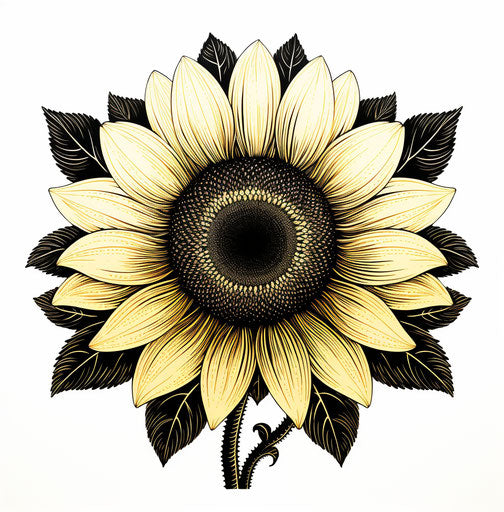 Silhouette of Sunflower Drawing