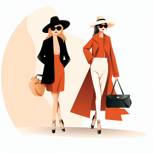 Fashion illustration in Minimalist style, on white background