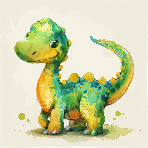 Playful dinosaur in vibrant green and yellow
