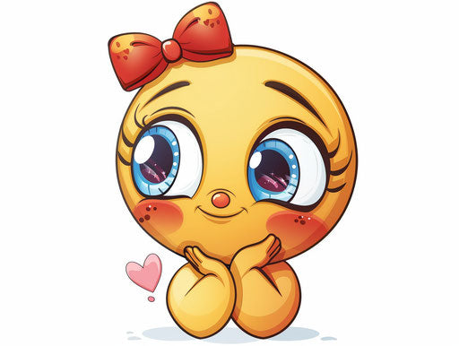 Cute yellow face with red bow