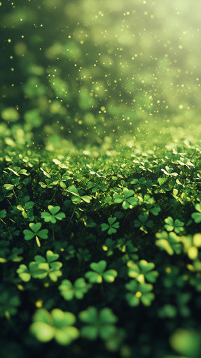 Shamrocks Galore, Green Background, Digital Art, 3D Pattern