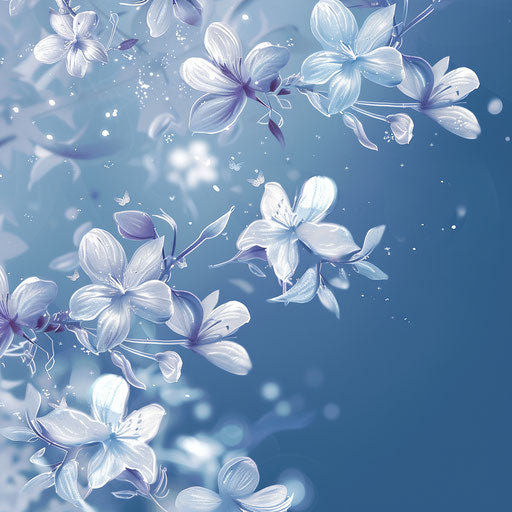 Realistic April flourishes on flat indigo background