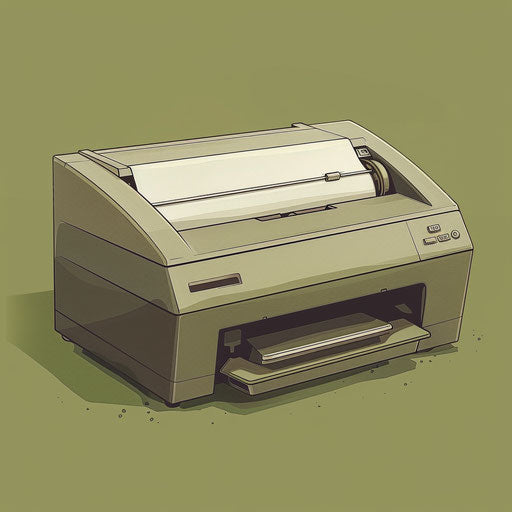 Artwork of printer with soft gradients on olive background