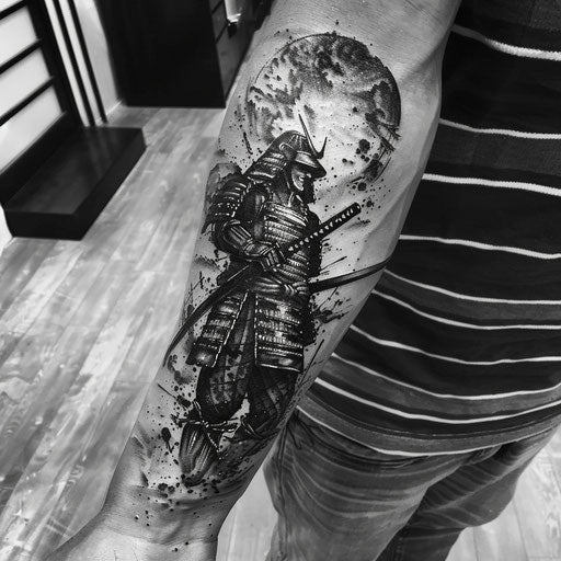 Forearm tattoo for men with samurai warrior