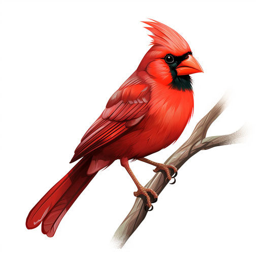 Cardinal illustration in the style of Chiaroscuro Art, on a white background