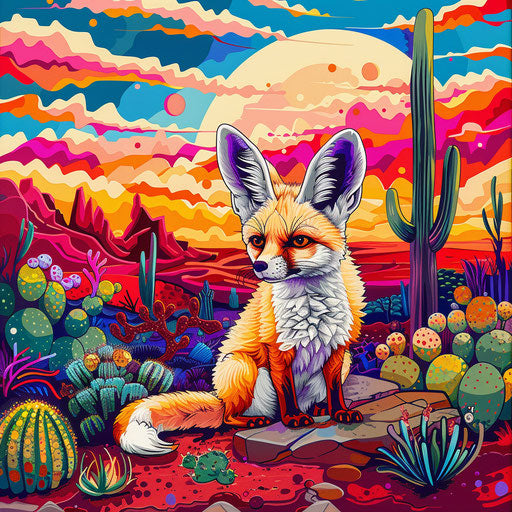 Fennec fox in a vibrant desert landscape
