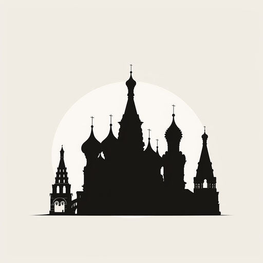 Minimalist clipart style flat tattoo sketch of the Kremlin