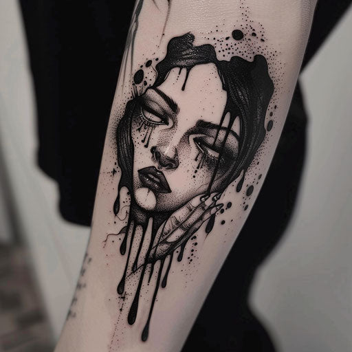 Depression tattoo with dark fantasy, David Palumbo style