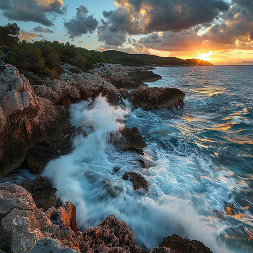 Hvar Beach with rugged cliffs and crashing waves