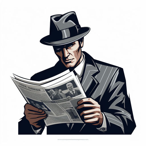 Newspaper clipart in the style of Chiaroscuro Art, on white background