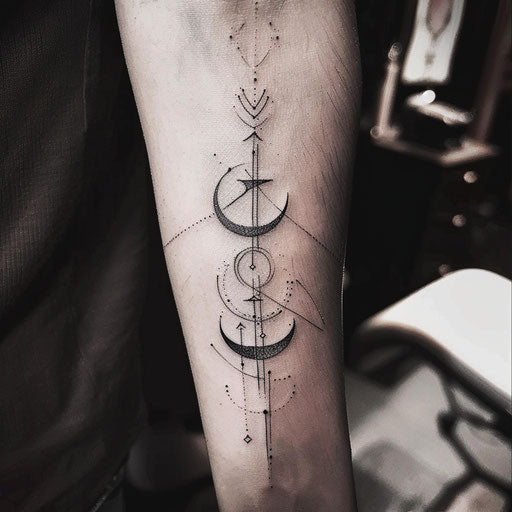 Stylish flat tattoo sketch of a modern minimalist balance