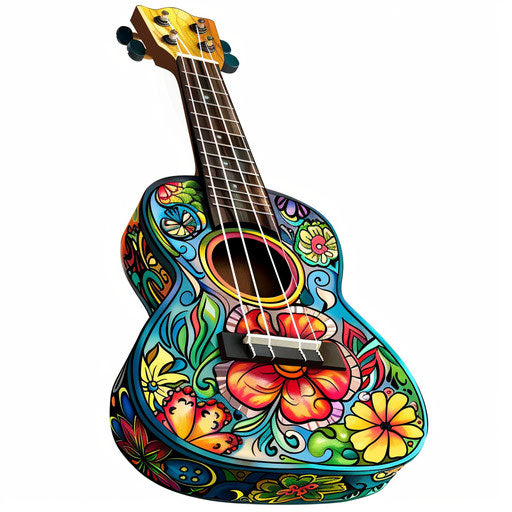 Photo realistic ukulele clipart with flat white background