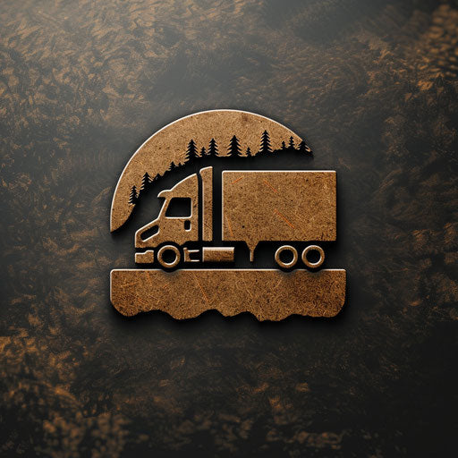 Handcrafted trucking logo with earthy tones and natural texture