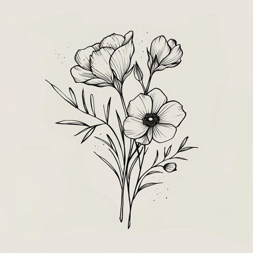 Minimalist sketch of flower bouquet in clipart style