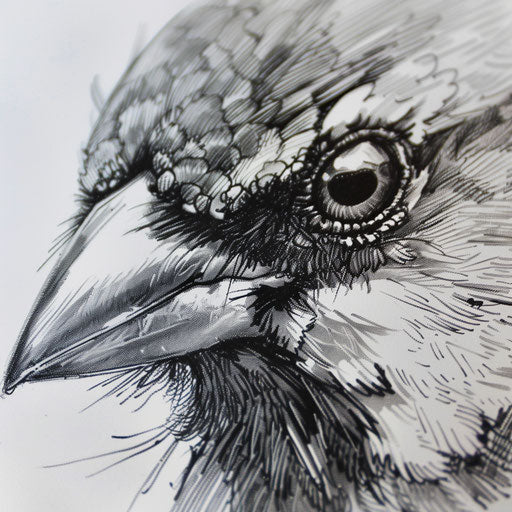 Realistic portrait of a sparrow, detailed feathers and eyes