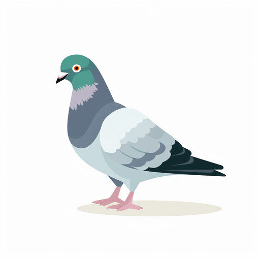 Pigeon drawing in Minimalist style, on white background