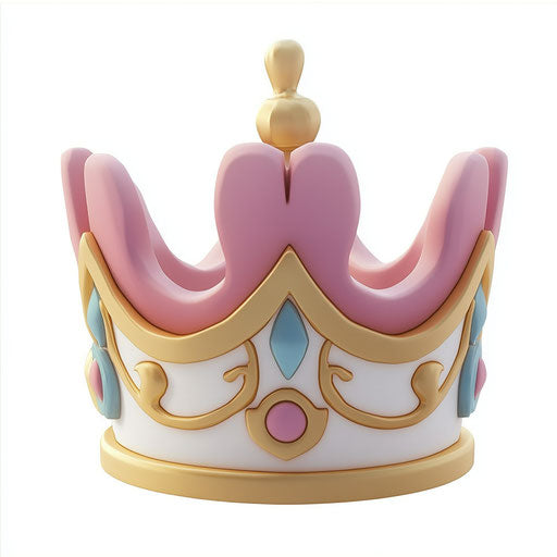 3D crown on flat white background in photo realistic style