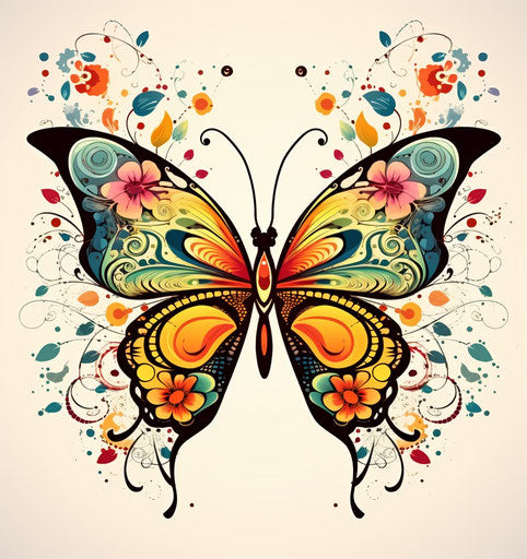 Black butterfly silhouette cut out vector image, twisted tangles style, sleek and stylized, whimsical modern ink painting