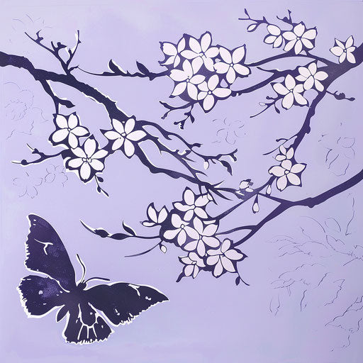 Butterfly flying above a tree branch