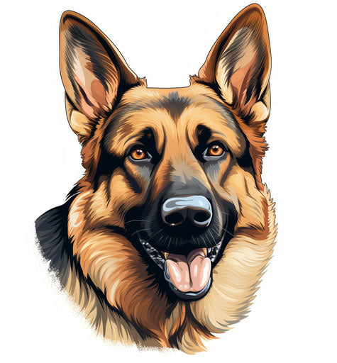 German shepherd dog head vector illustration isolated, captivating rtx on style 27:29