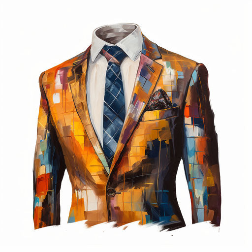 Suit clipart in the style of oil painting, on a white background