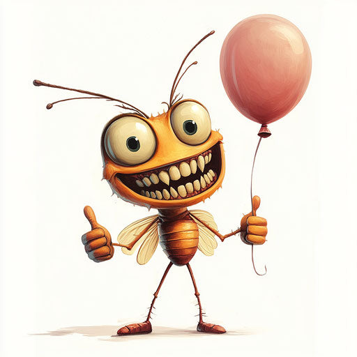 Humorous caricature of a firefly with human characteristics