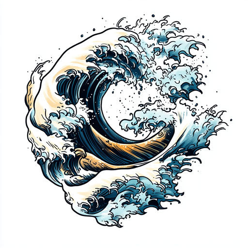 Sketch of inner elbow tattoo with traditional Japanese wave pattern