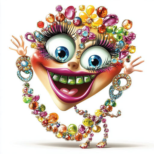 Humorous caricature of a necklace clipart with human characteristics